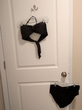Bar III Black Tie-Front Bandeau Bikini Set